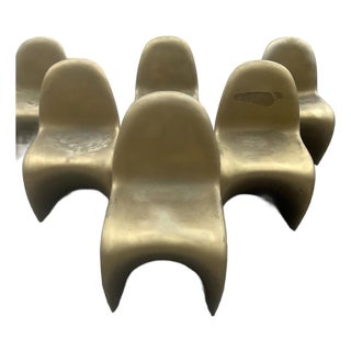 Postmodern Gold Plastic Side Chairs in the Style of Verner Panton From Vitra, 1990s For Sale