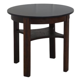 Vintage Round Coffee Table with Black Table Top, 1930s For Sale