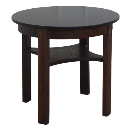 Vintage Round Coffee Table with Black Table Top, 1930s For Sale