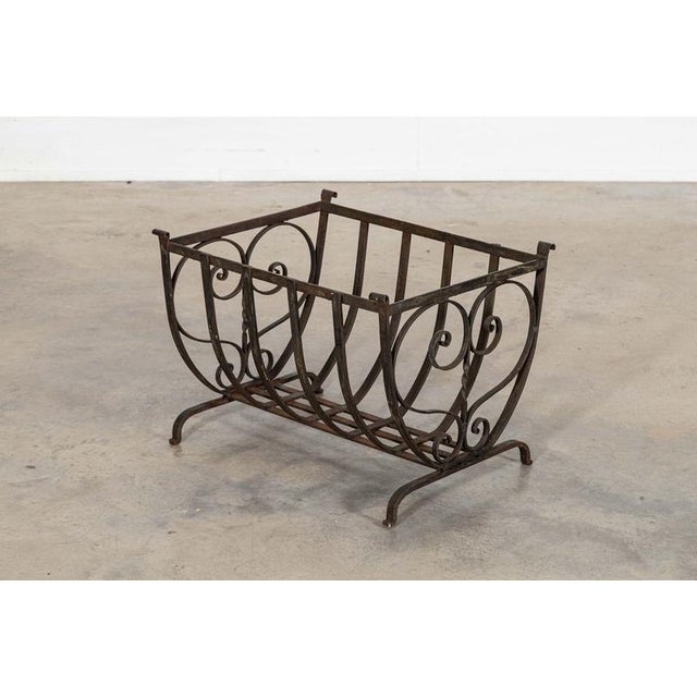 1960s Mid-Century English Brutalist Wrought Iron Log Basket, 1960 For Sale - Image 5 of 13