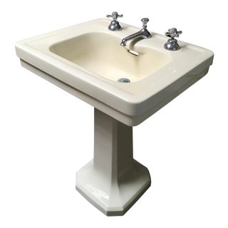 American Standard Antique Art Deco Pedestal Sink For Sale