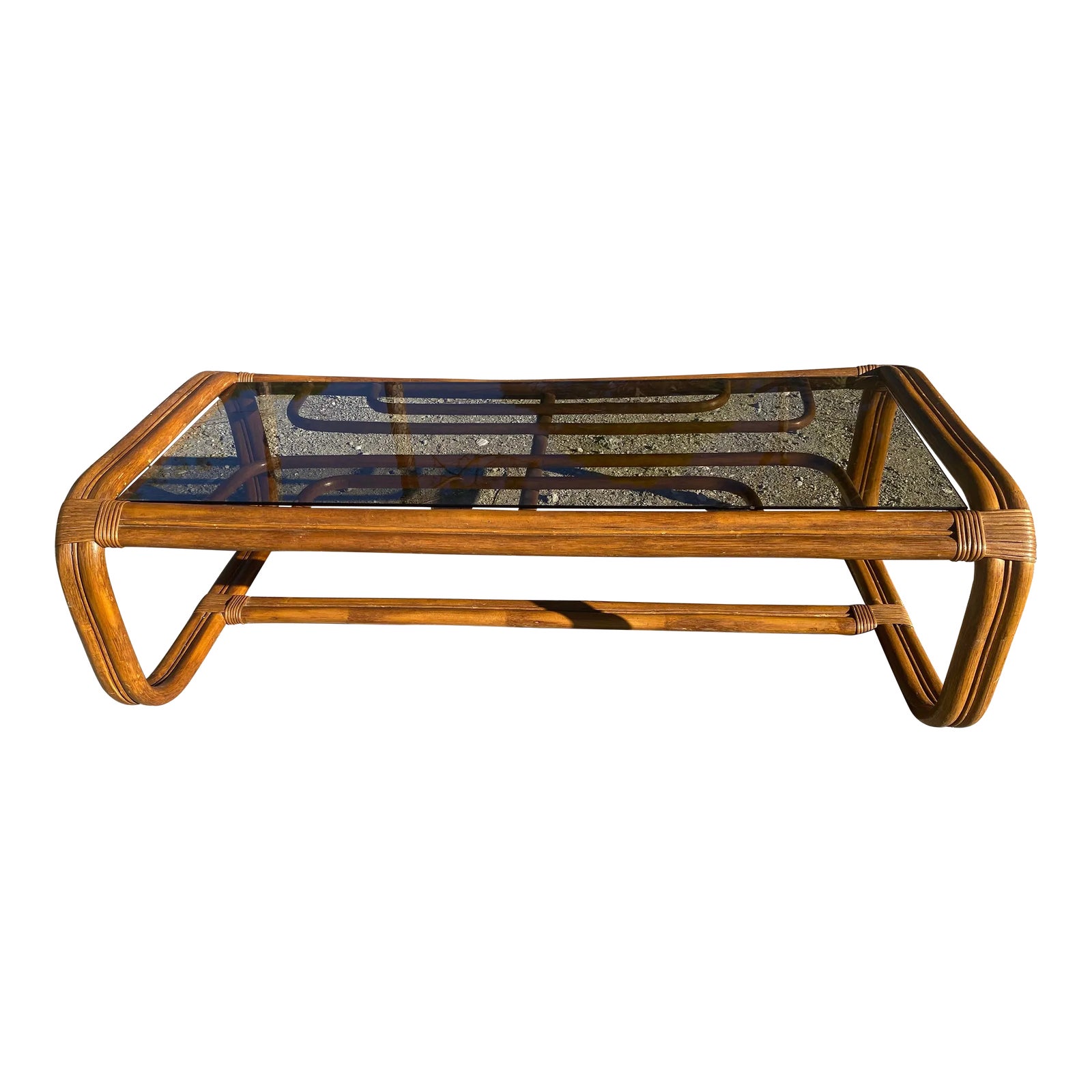 Vintage Boho Coastal Rectangular Brown Rattan Coffee Table Chairish