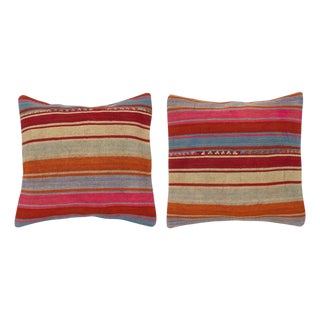 20"x20" SET OF 2 - Hand-Woven Kilim Cushion Covers. A pair of Lace Pillow Covers For Sale