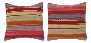 20"x20" SET OF 2 - Hand-Woven Kilim Cushion Covers. A pair of Lace Pillow Covers