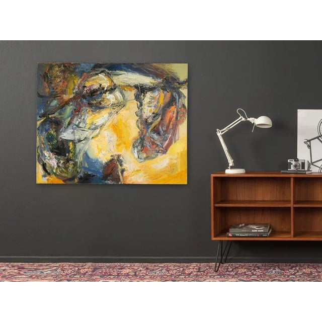 Jörg SCHMIDT "Asger" from 1998. oil on canvas. Abstract composition with figurative hints in bright colors. Signed on the...