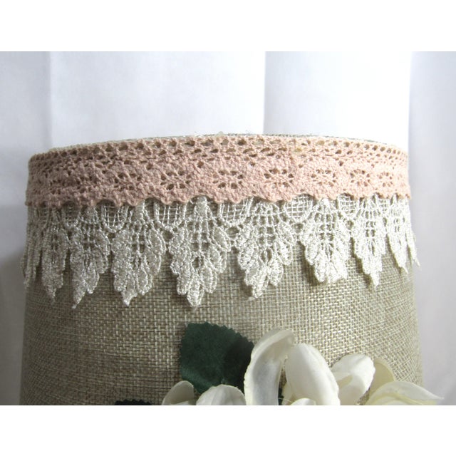 Mid 20th Century Milk Glass Table Lamp With Custom Shade Shabby Chic For Sale - Image 4 of 16