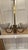 Old Lights On is pleased to offer this vintage two arm brass fixture with etched glass gas shades. It is wired and ready...