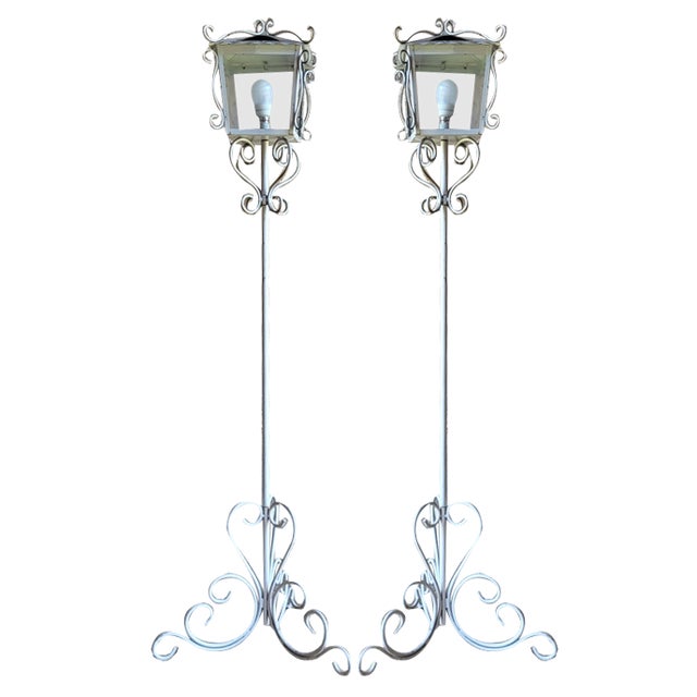 Wrought Iron Floor Lamps, 1950s, Set of 2 For Sale