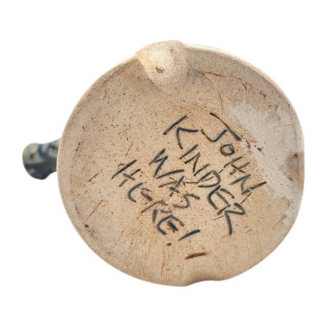 John Kinder Bend Oregon Studio Pottery Teapot Planter Bamboo Handle 12.5" For Sale - Image 13 of 13