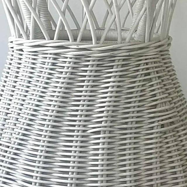 Late 20th Century Vintage Coastal Rattan Dining Table Pedestal For Sale - Image 16 of 16
