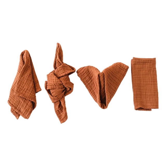Organic Cotton Napkins - Burnt Sienna, Set of 4 For Sale