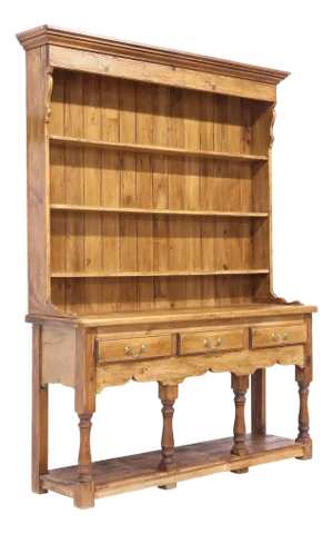English Pine Dresser With Plate Rack, 19th Century