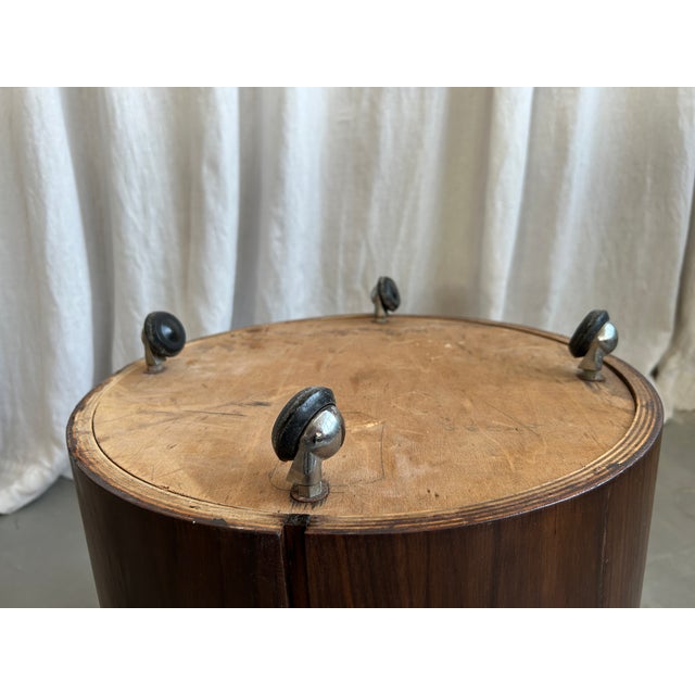 Mid-Century Modern Leopard Print Velvet and Teak Pouf, Italy, 1970s For Sale - Image 9 of 12