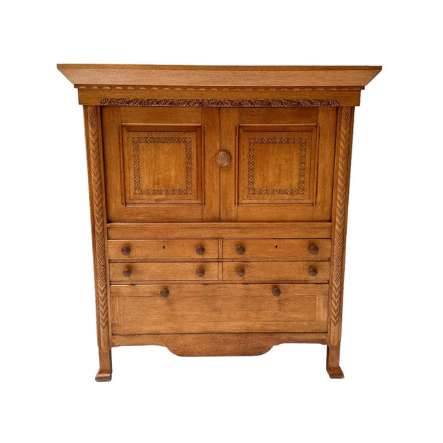 Brutalist Oak Rustic Cabinet by Anton Fortuin, 1944 For Sale - Image 6 of 14