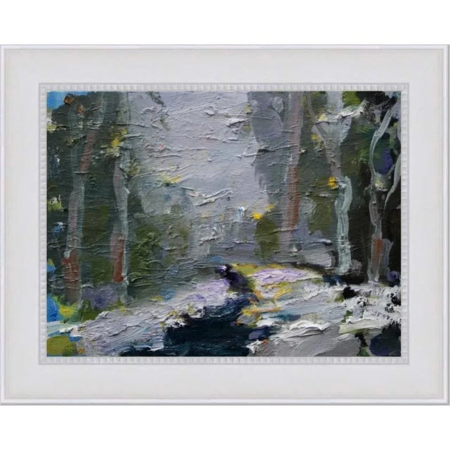 Quiet Places & Winterscapes — Creek in the Winter Snow Original oil painting by L Haas, 8 x 6 unframed linen panel,...