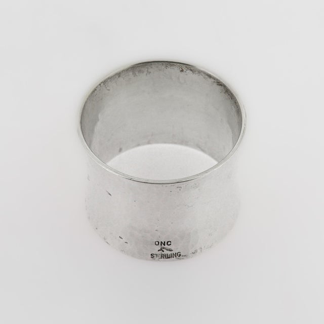 Vintage American Old Newbury Crafters Sterling Silver Hand-Hammered Napkin Ring For Sale - Image 11 of 12
