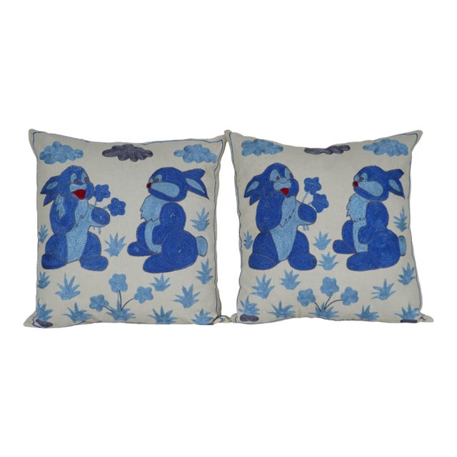 Uzbek Suzani Pillow Cover - A Pair For Sale