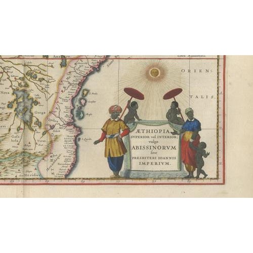 Antique Ethiopia Abyssinia Blue Map, 1642 For Sale - Image 4 of 10