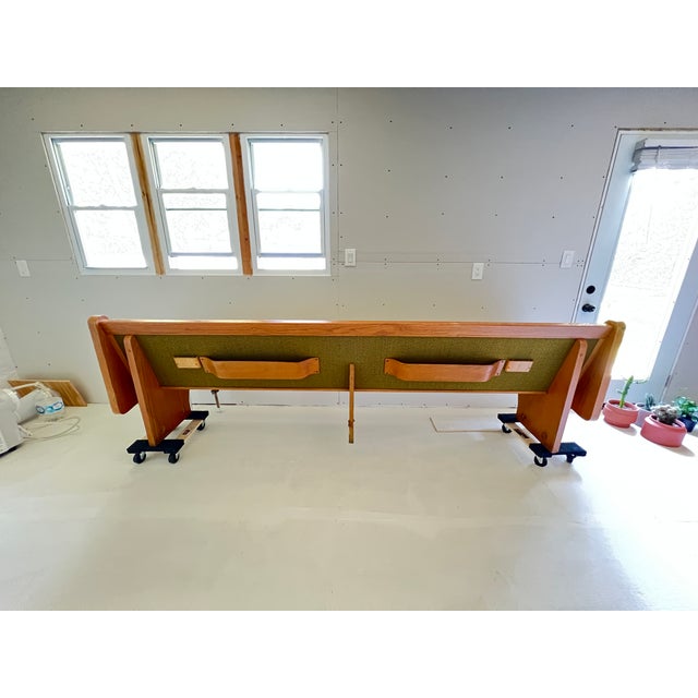 Rare Mid Century Church Pew. Originated from the San Francisco area. Original fabric.
