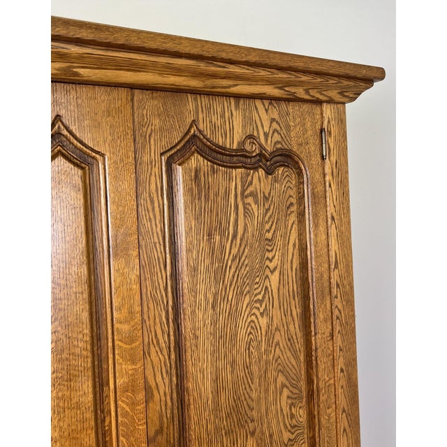 Brown Vintage French Style Carved Oak 5-Door Armoire For Sale - Image 8 of 14