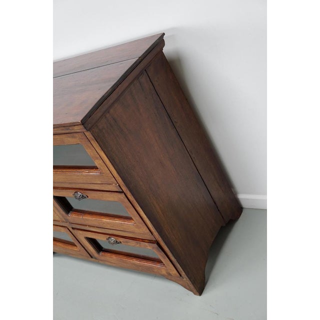 Vintage Dutch Teak Haberdashery Shop Cabinet / Vitrine For Sale - Image 13 of 14