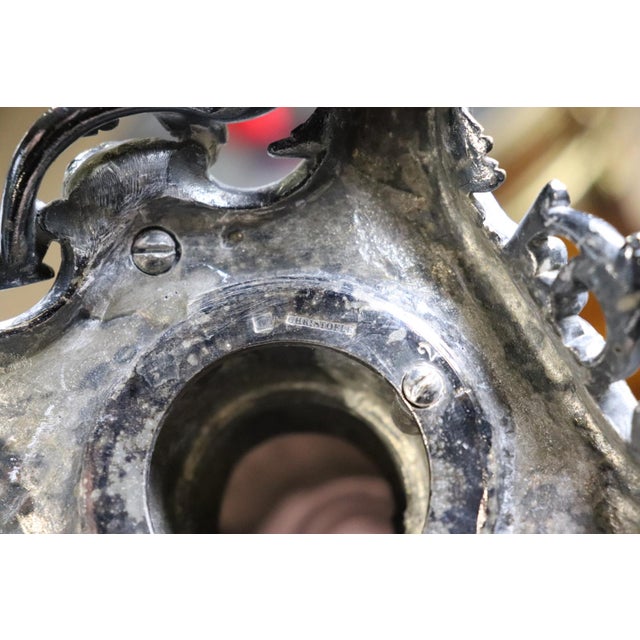 Mid 20th Century Pair of Signed Christofle Silver Plated Conch Shell Large Scale Candelabra For Sale - Image 5 of 12