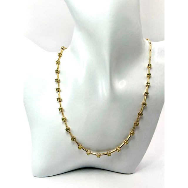 Gold 14k Yellow Gold & Peridot Spacer Necklace For Sale - Image 8 of 12