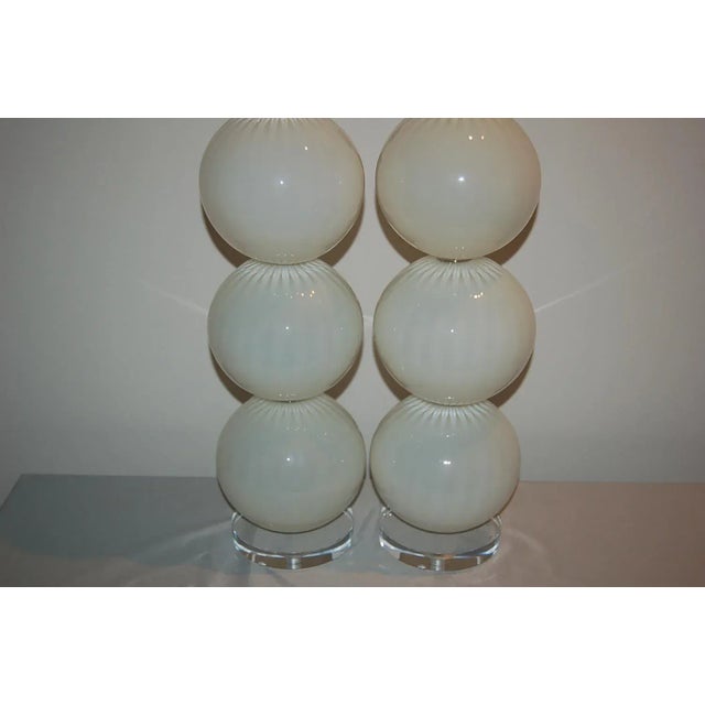 2010s Joe Cariati Glass Lamps White For Sale - Image 5 of 9
