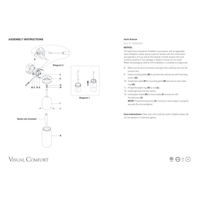 Thomas O'Brien for Visual Comfort Signature Junio Wall Light in Polished Nickel with Frosted Glass For Sale In Houston - Image 6 of 6