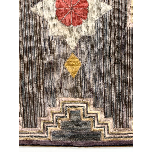 Vintage Hand Hooked Geometric Area Rug For Sale - Image 13 of 18