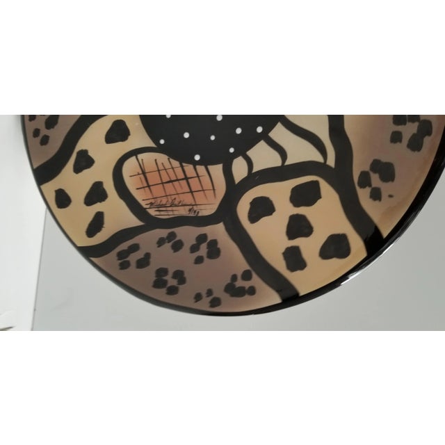 Blue 1990s Modernist Michael Anthony Art Ceramic Plate With Feet For Sale - Image 8 of 10