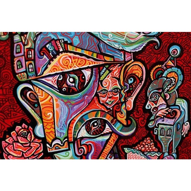 Cubism Alexander Arshansky Cubist Figurative Painting, "Taste of Caviar" For Sale - Image 3 of 3