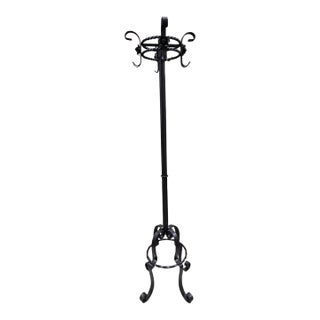1920s French Art Deco Wrought Iron Hall Tree Hat Coat & Cane Umbrella Stand For Sale