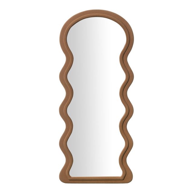 Rhodes Wavy Cinnamon Velvet 70" Floor Mirror For Sale