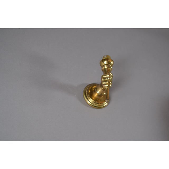 Art Deco Brass Hand-Form Torch Wall Sconce with White Pleated Shade, 1930s For Sale - Image 4 of 7