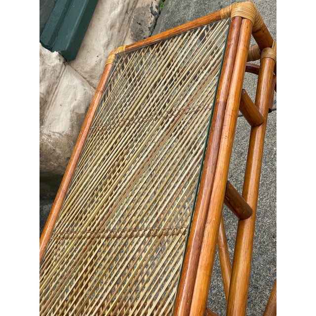 Late 20th Century Coastal Bamboo Sofa Console Table Server Rattan Glass Top For Sale - Image 10 of 12