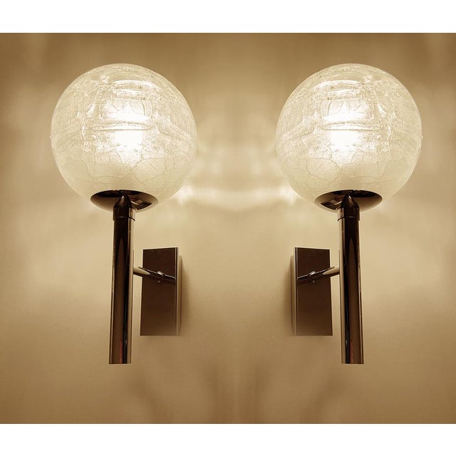 Metal Vintage Space Age Glass Sconces from Doria, 1960s, Set of 2 For Sale - Image 7 of 14