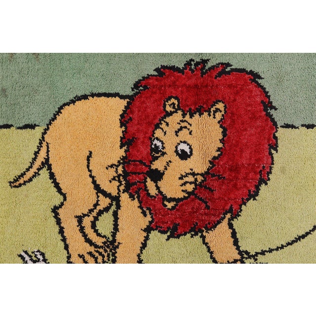 Belgium / 1950 / Tintin rug / fabric / Vintage / Mid-century Rare rug of Tintin in Africa. This unique rug features a...