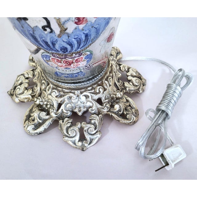 Antique Asian Reverse Painted Mercury Glass Vase as Lamp For Sale - Image 12 of 13
