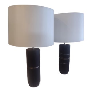 Baker's Tall Band Table Lamps From the Milling Road Collection Designed by Kara Mann - a Pair For Sale