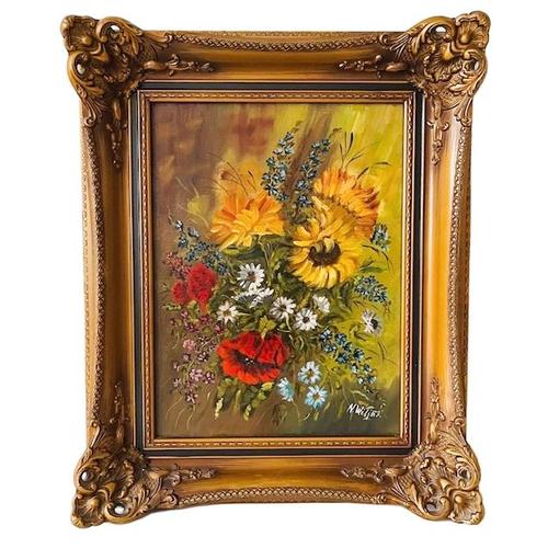 Green N. Witjes, Flower Bouquet, 1960s, Oil on Canvas, Framed For Sale - Image 8 of 8