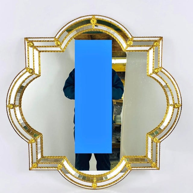 Hollywood Regency Style Wall Mounted Makeup Mirror, Italy, 1970s For Sale - Image 3 of 8