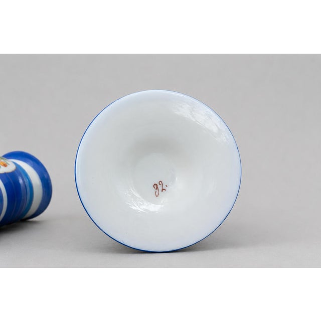 Late 19th Century Late 19th-Century Cobalt Blue Opaline Glass Perfume Bottle With Hand-Enameled Florals For Sale - Image 5 of 9