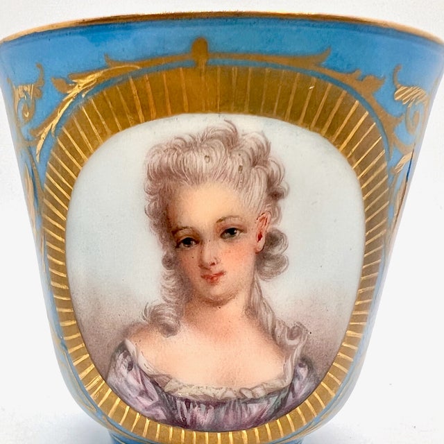 Rococo Antique Porcelain Cup and Saucer, 1800, Set of 2 For Sale - Image 3 of 13