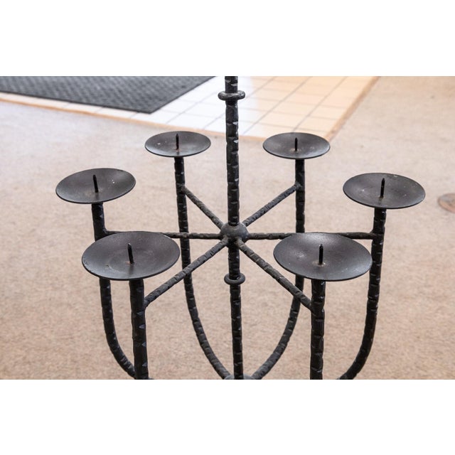 Tommi Parzinger Vintage Parzinger Wrought Iron Metal Candelabra For Sale - Image 4 of 5