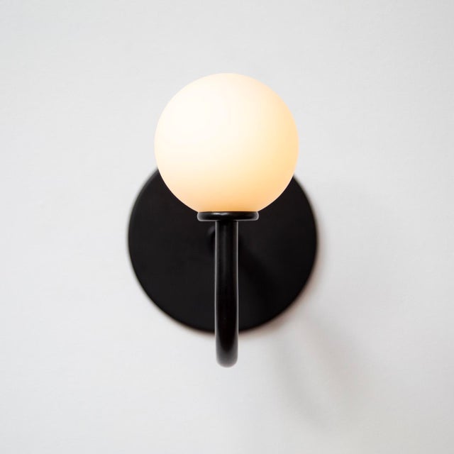 Modern Pin Up Sconce, Modern, 3 Inches Glass Globes, by Research.Lighting, Facing Up, Modern, Minimal For Sale - Image 3 of 12