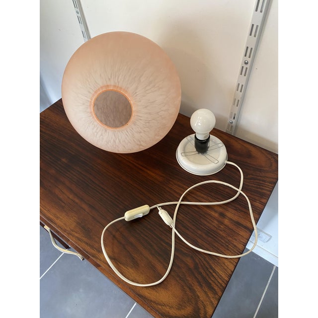 Vintage Egg-Shaped Pink Vianne Glass Lamp, 1970s For Sale - Image 13 of 17