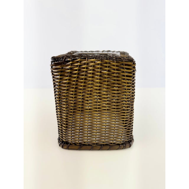 Vintage Woven Brass Metal Tissue Box Cover For Sale - Image 9 of 11