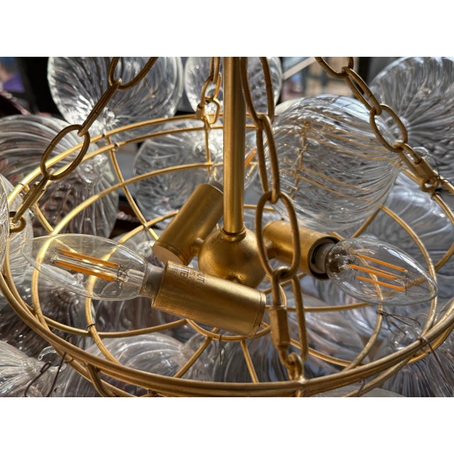 Transparent Julie Neill for Restoration Hardware Talia Round Chandelier, Gilt For Sale - Image 8 of 12
