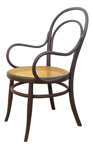 Curved Bentwood Armchair with Grid Seat